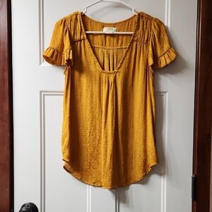 Mauve Golden Ruffle Sleeve Blouse